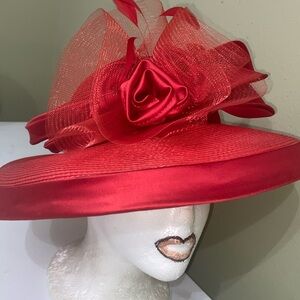 Lovely Red Church/Dress/ Kentucky Derby Hat by Deborah